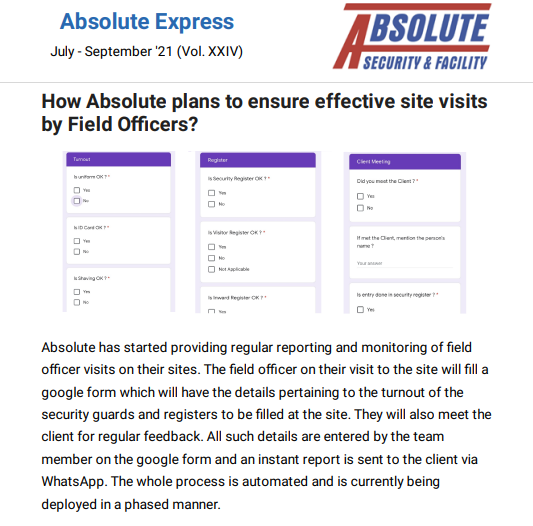 absolute site visits forms