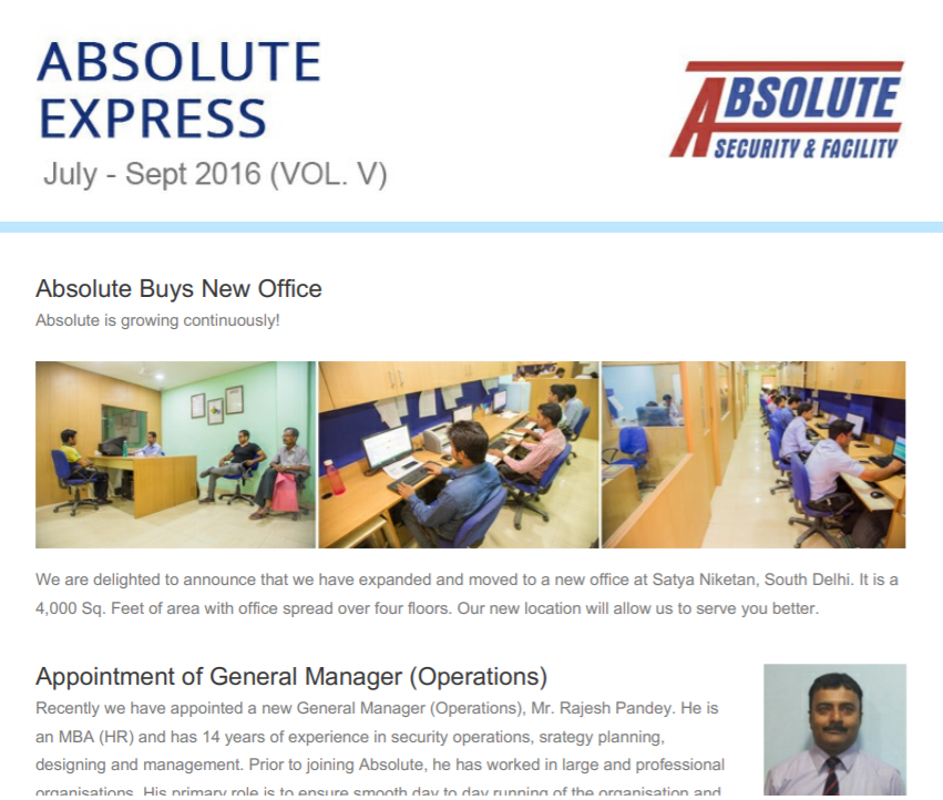 Newsletter July to September 2016