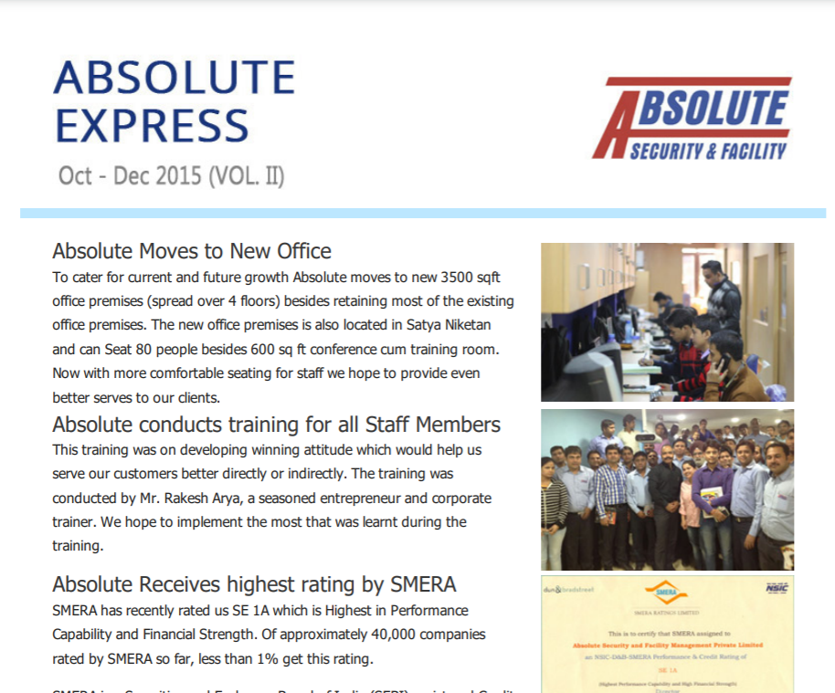 Newsletter October to December 2015