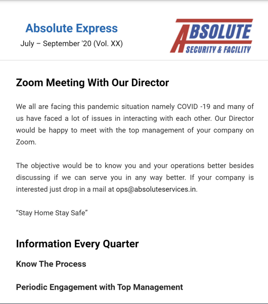 absolute Newsletter july to september 2020