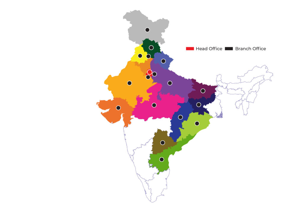 India Map show head office and branch office